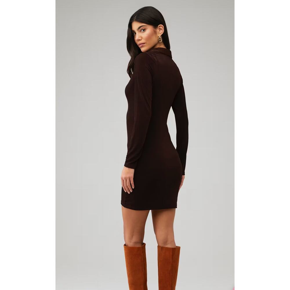 $60 New peppermayo Ring My Bell Mini Dress - Brown - size 4 - Picture 4 of 9